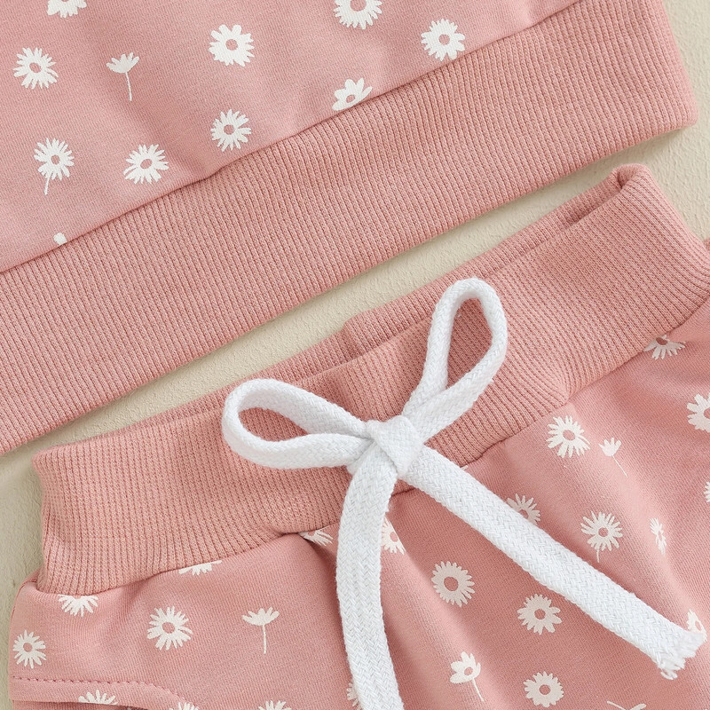 Slatka odjeća s cvjetnim printom za djevojčice Jesen Zima Ležerna dječja dječja odjeća Dukserica dugih rukava Trenirke Kompleti traka za glavu