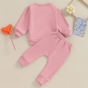 2023-10-23 Lioraitiin 3M-3Y Облекло за новородено момиче Суичър Панталони Комплект от 2 бр. Зимни дрехи за бебета Костюм за прохождащи деца