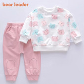 Bear Learder Set haine pentru fetiță Bumbac Copii Copii Pisică Catoon Hanorac Topuri Pantaloni 2 buc Costume Toamnă Costum de toamnă