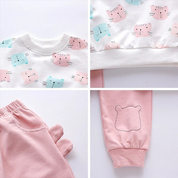 Bear Learder Baby Girl Clothes Set Cotton Toddler Kids Child Cat Catoon Sweatshirt Топове Панталони 2бр. Костюми Есен Есен Костюм