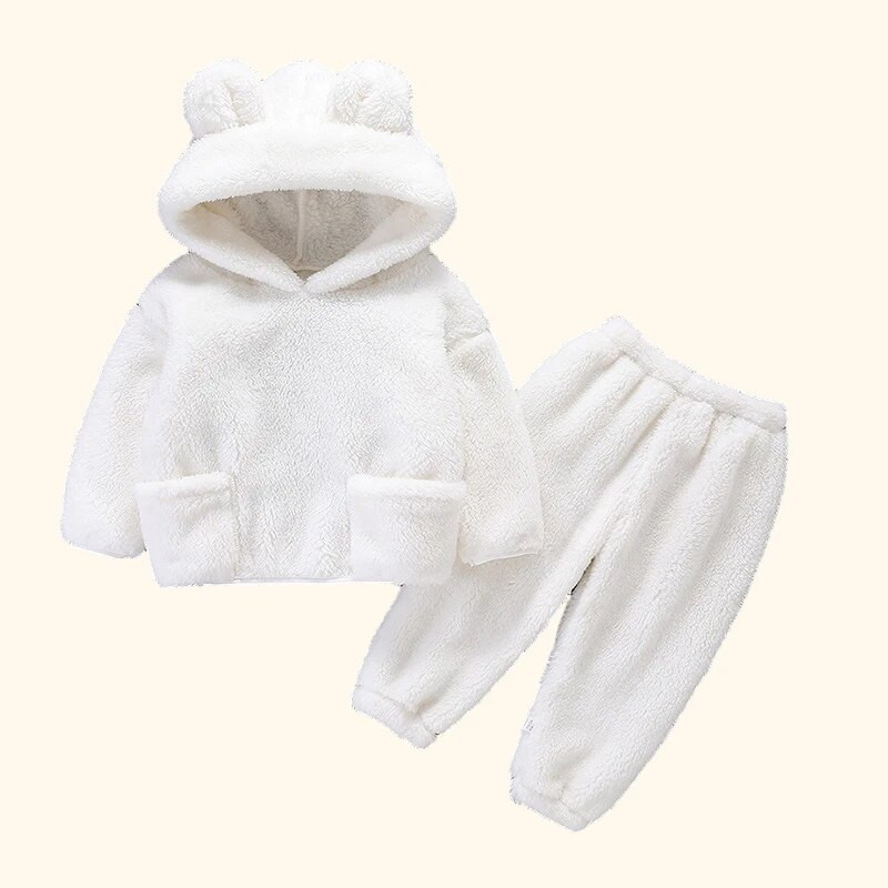2023. gada jauni ziemas flaneļa komplekti mazuļiem Cietie, siltie bērnu pidžamu komplekti ar kapuci, mājas apģērba divdaļīgi komplekti, bērnu apģērbi meitenēm