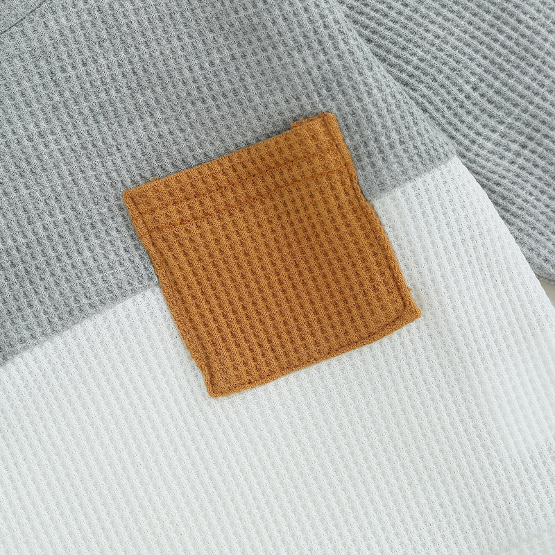 Mīkstas kokvilnas zīdaiņu zēnu meiteņu apģērbu komplekts bērniem uzvalks garām piedurknēm kabata Kontrastkrāsas sporta krekls sporta bikses zīdaiņu drēbes