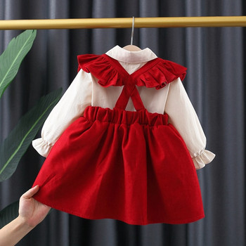 Ανοιξιάτικο νεογέννητο κοριτσάκι ρούχα βρέφος 1 έτους σετ γενεθλίων για κοριτσάκι βρεφικά ρούχα σετ ρούχων βρεφικό πουκάμισο λουράκι φούστα