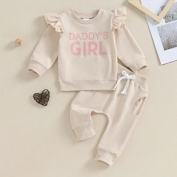 2023-09-22 Lioraitiin 0-3Y Baby Girls Outfit Letters Print Μακρυμάνικο Φούτερ με ελαστική μέση Φούτερ Φθινοπωρινά ρούχα