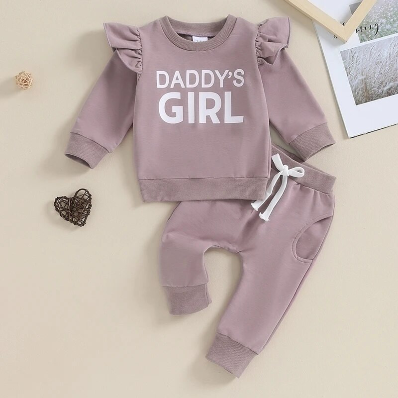 2023-09-22 Lioraitiin 0-3Y Baby Girls Outfit Letters Print Pikkade varrukatega dressipluus elastse vöökohaga Dressipüksid Sügisriided