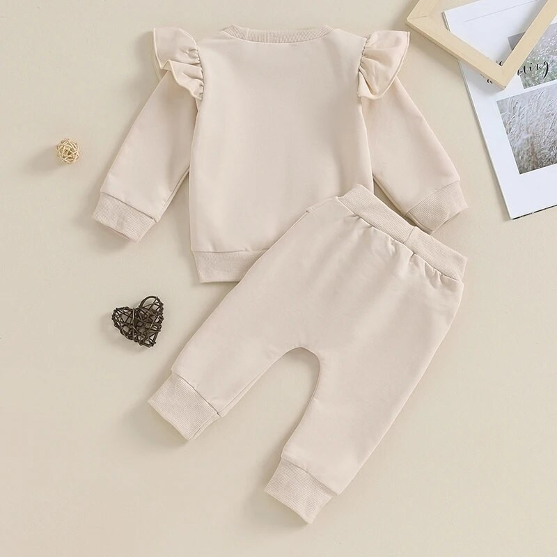 2023-09-22 Lioraitiin 0-3Y Baby Girls Outfit Letters Print Pikkade varrukatega dressipluus elastse vöökohaga Dressipüksid Sügisriided