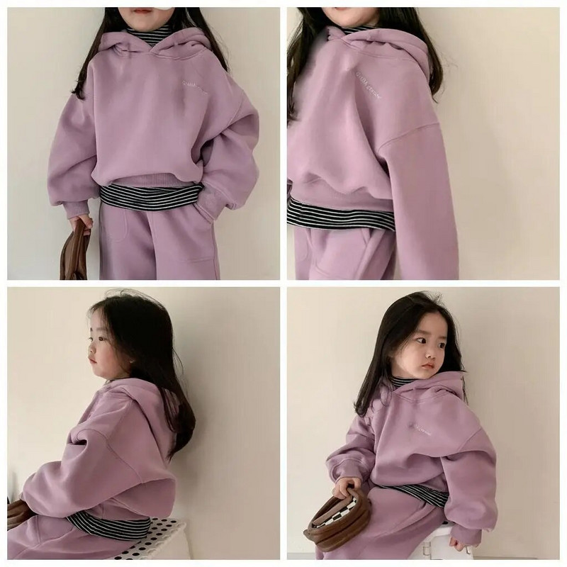 Zimski novi dječji flis sweatshirt komplet od 2 komada Odjeća za malu djecu s dugim rukavima Tople sportske hlače za bebe Komplet odjeće za dječake i djevojčice