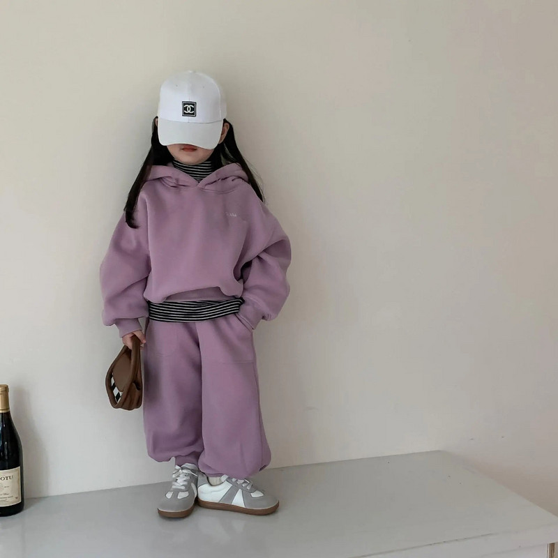 Zimski novi dječji flis sweatshirt komplet od 2 komada Odjeća za malu djecu s dugim rukavima Tople sportske hlače za bebe Komplet odjeće za dječake i djevojčice