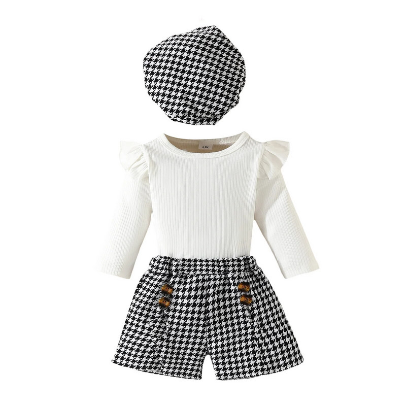 ma&baby 6M-3Y Naujagimiams Kūdikiams Mergaitėms Drabužių rinkiniai Megzti ilgomis rankovėmis Megztiniai Viršutiniai languoti Sijonai Skrybėlė rudens pavasario apranga D05