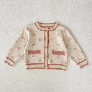 Дрехи за новородени бебета и момичета, плетена жилетка с дълъг ръкав, палто и гащеризончета, есенно-пролетен комплект дрехи за момиченца