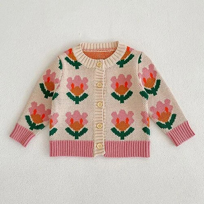 Vastsündinud beebitüdrukute rõivaste ülikond pikkade varrukatega, kootud trükiga kardiganmantel + püksid, sügisene kevadine tüdrukute rõivakomplekt