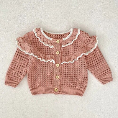 Vastsündinud beebitüdrukute rõivaste ülikond pikkade varrukatega, kootud trükiga kardiganmantel + püksid, sügisene kevadine tüdrukute rõivakomplekt