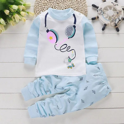 2 buc/set costum cu mânecă lungă pentru îmbrăcăminte pentru bebeluși pijamale de toamnă din bumbac pentru copii, topuri, pantaloni, lenjerie intimă pentru copii mici, ținute 0-4 ani