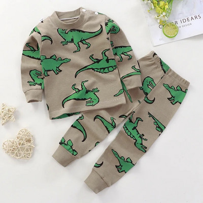 2 buc/set costum cu mânecă lungă pentru îmbrăcăminte pentru bebeluși pijamale de toamnă din bumbac pentru copii, topuri, pantaloni, lenjerie intimă pentru copii mici, ținute 0-4 ani