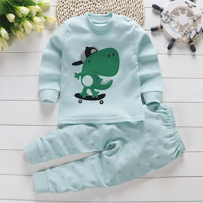 2 buc/set costum cu mânecă lungă pentru îmbrăcăminte pentru bebeluși pijamale de toamnă din bumbac pentru copii, topuri, pantaloni, lenjerie intimă pentru copii mici, ținute 0-4 ani