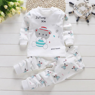 2 buc/set costum cu mânecă lungă pentru îmbrăcăminte pentru bebeluși pijamale de toamnă din bumbac pentru copii, topuri, pantaloni, lenjerie intimă pentru copii mici, ținute 0-4 ani