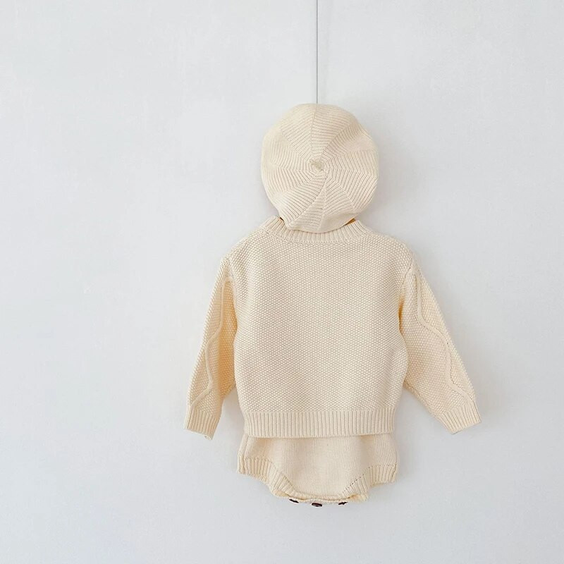 Jesenski set odjeće za djevojčice Dječji pleteni kardigan Džemper Set za bebe Novorođenčad Dječji kaput Pamučni kombinezon