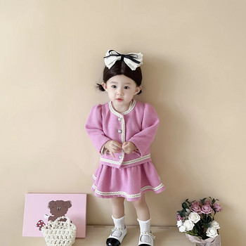 7589 Σετ βρεφικών ρούχων 2023 Φθινοπωρινό κορεάτικο βρεφικό κοστούμι Μικρό άρωμα Ζακέτα +Φούστα Κοντό γλυκό κοστούμι δύο τεμαχίων.