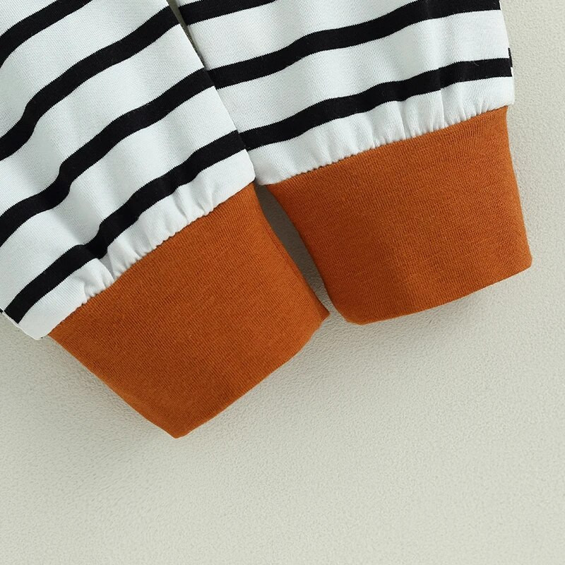 Kūdikių berniukų rūbų rinkiniai Helovino mažylio apranga kūdikių moliūgų rašto megztiniai su dryžiais kelnės Vaikiški sportiniai drabužiai 2 dalių kostiumas