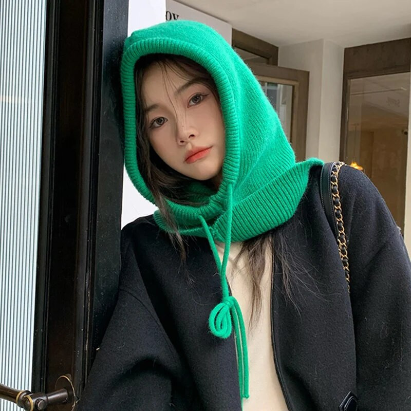 Zimske balaclava kape za muškarce i žene Unisex pletene kape s kapuljačom Vanjski Topliji šeširi s uzicom Jednodijelni ovratnik Ovratnik Beanies Kapa