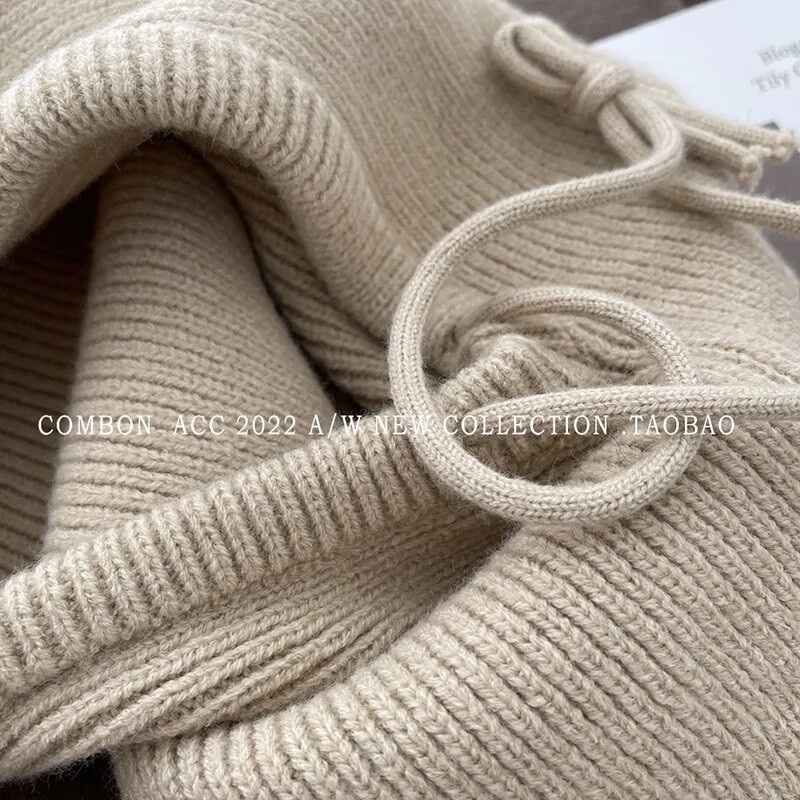 Zimske balaclava kape za muškarce i žene Unisex pletene kape s kapuljačom Vanjski Topliji šeširi s uzicom Jednodijelni ovratnik Ovratnik Beanies Kapa