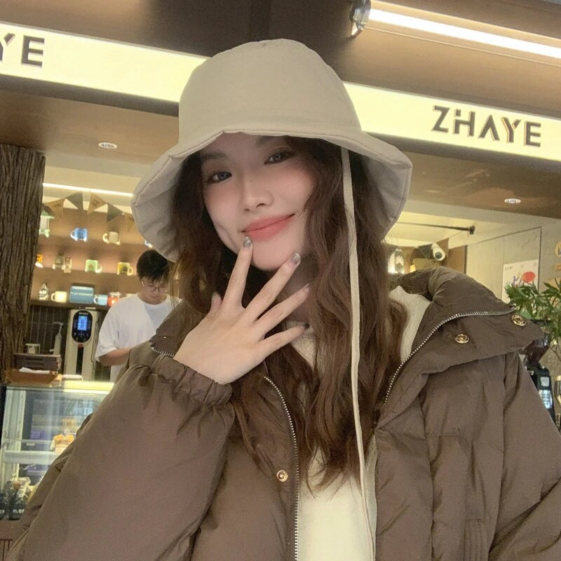 Premium Sense nježno ružičasti šeširi s podstavljenim remenom za žene, jesen i zimu, topli u korejskoj verziji, muške kape s ravnim vrhom