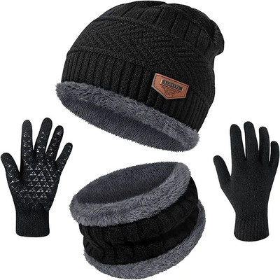 2022 Iarna Bărbați Femei Pălărie groasă Pălărie tricotată Căciulă de iarnă Beanie Femeie Lână Gât eșarfă Căciulă Balaclava Mască Bonnet Pălării Set