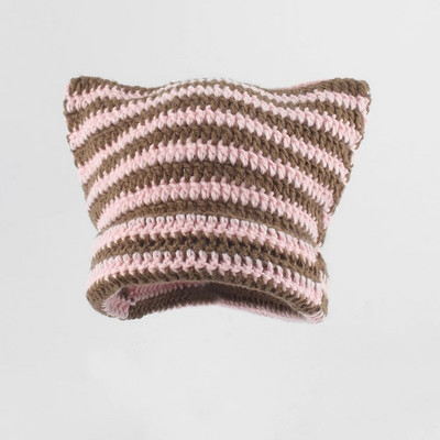 Nova japanska ulična Harajuku kapa s vražjim prugama, pletena kapa za žene, djevojke, jesen, zima, slatka kapa s mačjim ušima