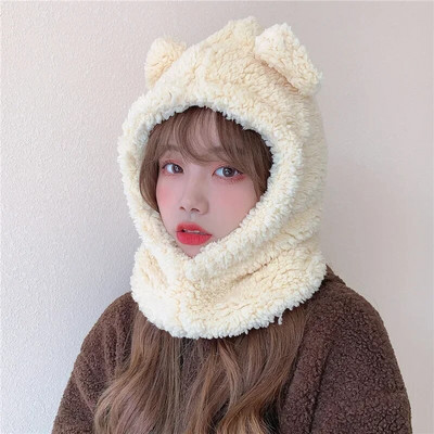 Talvine multifilmi müts maskiga Karu lambaliha nokamütsid Soojad paksendatud kõrvakaitsed Skullies Nokamütsid naistele Tüdruk Kawaii