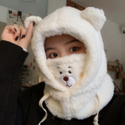 Зимна анимационна шапка Bear Ear Lamb Beanie Шапки Топли удебелени предпазни уши Шапки за жени Момиче Kawaii