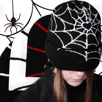 Μόδα Πλεκτομηχανή Spider Web Καπέλο για άντρες Γυναικεία Πουλόβερ Καπέλο σωρού Y2k Goth Ζεστά καπέλα Beanie Νέο καπέλο δρόμου Hip-hop