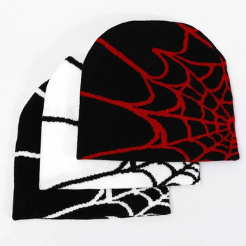 Μόδα Πλεκτομηχανή Spider Web Καπέλο για άντρες Γυναικεία Πουλόβερ Καπέλο σωρού Y2k Goth Ζεστά καπέλα Beanie Νέο καπέλο δρόμου Hip-hop