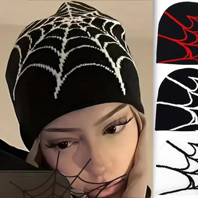 Modes Adīšana Spider Web Design Cepure vīriešiem Sieviešu Pulovers Pile Cap Y2k Goth Siltas Beanie Cepures Jauna Hip-hop Street Cap