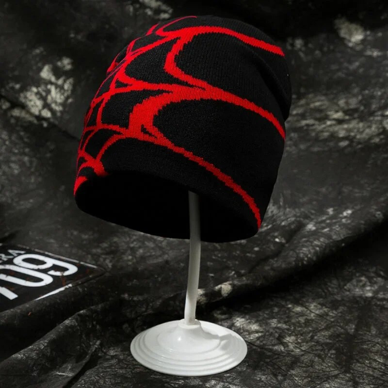 Mados mezgimo voratinklio dizaino kepurė vyrams Moteriškos megztinės spalvos kepuraitė Y2k Goth šiltos kepuraitės Naujos hiphopo gatvės kepuraitės