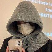 Vienkrāsainas rudens ziemas cepures sievietēm vīriešiem, trikotāžas, siltas, kapuces, viengabala šalles cepures āra ausu aizsardzības balaclava cepure