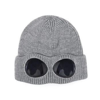 Καπέλο χωρίς χείλος με γυαλιά για άνδρες και γυναίκες σε χειμερινό καπέλο, ουδέτερο μονόχρωμο πλεκτό καπέλο κρανίου το χειμώνα