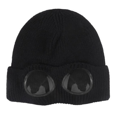 Šešir bez oboda sa zaštitnim naočalama za muškarce i žene u zimskom šeširu, neutralna jednobojna pletena kapa s lubanjom zimi