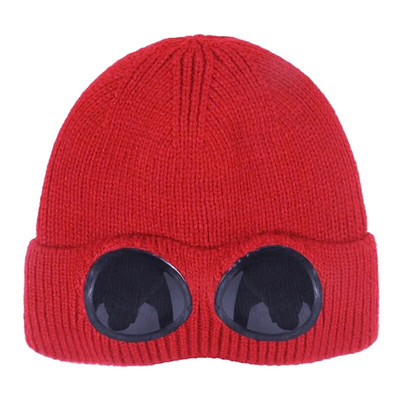 Šešir bez oboda sa zaštitnim naočalama za muškarce i žene u zimskom šeširu, neutralna jednobojna pletena kapa s lubanjom zimi