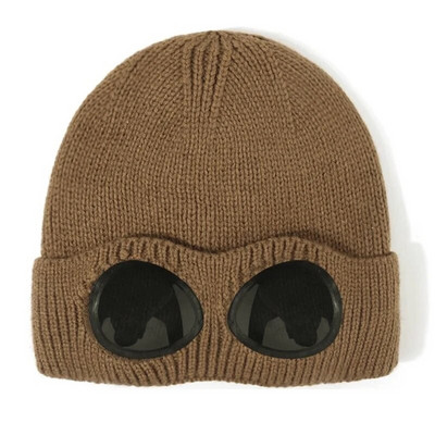 Šešir bez oboda sa zaštitnim naočalama za muškarce i žene u zimskom šeširu, neutralna jednobojna pletena kapa s lubanjom zimi