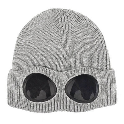 Šešir bez oboda sa zaštitnim naočalama za muškarce i žene u zimskom šeširu, neutralna jednobojna pletena kapa s lubanjom zimi
