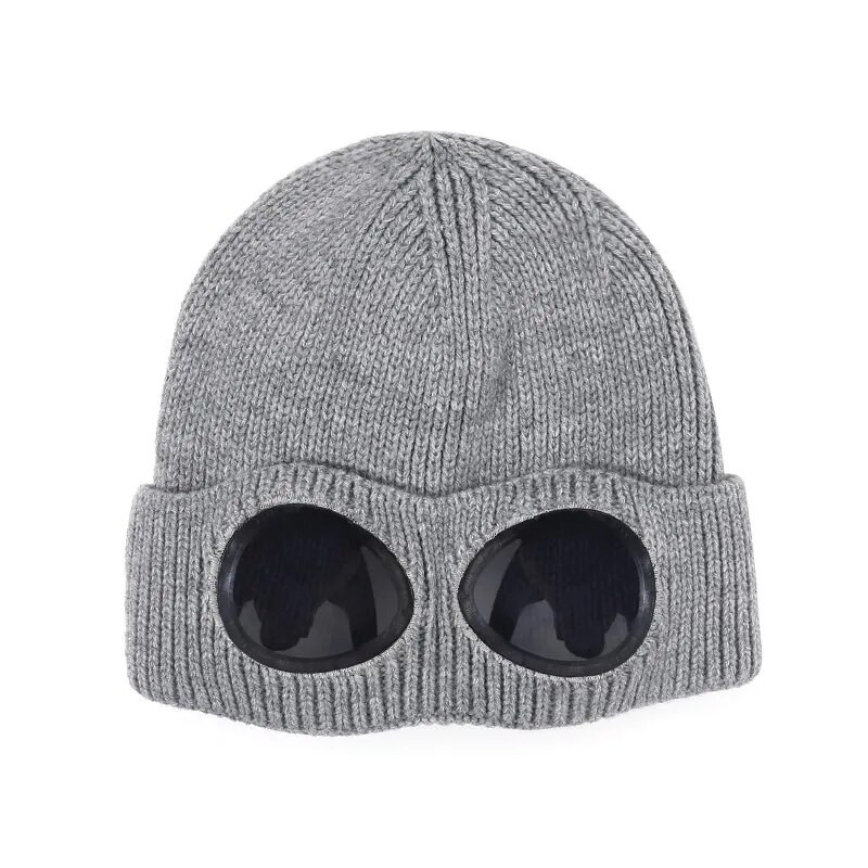 Šešir bez oboda sa zaštitnim naočalama za muškarce i žene u zimskom šeširu, neutralna jednobojna pletena kapa s lubanjom zimi