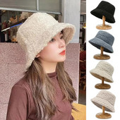 Unisex Harajuku Bucket Καπέλο Μασίφ Ανδρικό Καπέλο Ψαρέματος Φθινοπωρινό Χειμώνα αρνίσιο μαλλί Εξωτερικό ζεστό καπέλο Panama για γυναίκες
