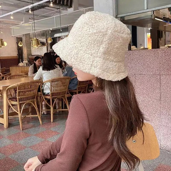 Unisex Harajuku Bucket Καπέλο Μασίφ Ανδρικό Καπέλο Ψαρέματος Φθινοπωρινό Χειμώνα αρνίσιο μαλλί Εξωτερικό ζεστό καπέλο Panama για γυναίκες