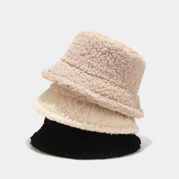Unisex Harajuku Bucket Καπέλο Μασίφ Ανδρικό Καπέλο Ψαρέματος Φθινοπωρινό Χειμώνα αρνίσιο μαλλί Εξωτερικό ζεστό καπέλο Panama για γυναίκες