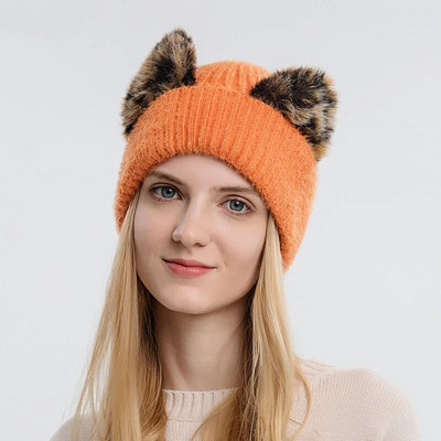 Armsad kõrvad Naised Kõrvakaitsed Müts Multifilm Karu Kõrvakaitse Müts Ühevärviline Palus Beanid Tüdruk Talvine Soe kohev karusnahast peakate 모자