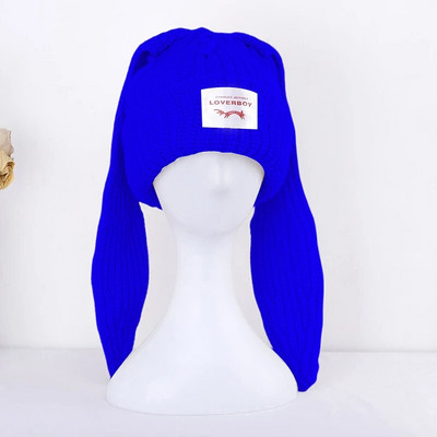 Skullies Beanie μακρύ καπέλο με βελονάκι Πλεκτό καπέλο χαριτωμένο κουνελάκι Καπέλο με αυτιά κουνελιού για γυναίκες Χειμωνιάτικα ζεστά καπέλα Ζεστά καπέλα