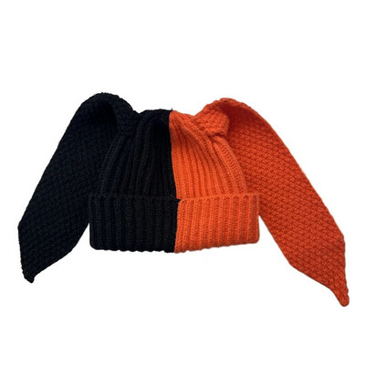 Skullies Beanie μακρύ καπέλο με βελονάκι Πλεκτό καπέλο χαριτωμένο κουνελάκι Καπέλο με αυτιά κουνελιού για γυναίκες Χειμωνιάτικα ζεστά καπέλα Ζεστά καπέλα