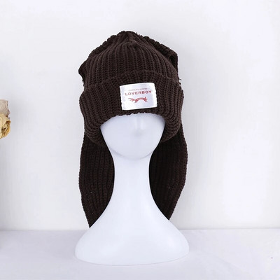 Skullies Beanie μακρύ καπέλο με βελονάκι Πλεκτό καπέλο χαριτωμένο κουνελάκι Καπέλο με αυτιά κουνελιού για γυναίκες Χειμωνιάτικα ζεστά καπέλα Ζεστά καπέλα