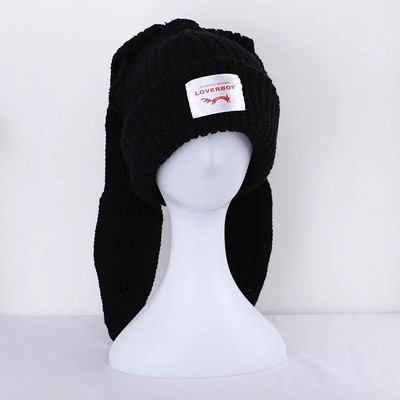 Skullies Beanie μακρύ καπέλο με βελονάκι Πλεκτό καπέλο χαριτωμένο κουνελάκι Καπέλο με αυτιά κουνελιού για γυναίκες Χειμωνιάτικα ζεστά καπέλα Ζεστά καπέλα