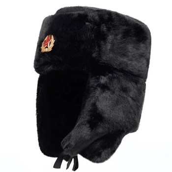 Ρωσικά καπάκια βομβαρδιστικών υπαίθριων θερμών ωτοασπίδων ανδρικά και γυναικεία καθολικά καπάκια χειμερινού σκι καπέλα με στρατιωτικό σήμα πυκνά καπέλα